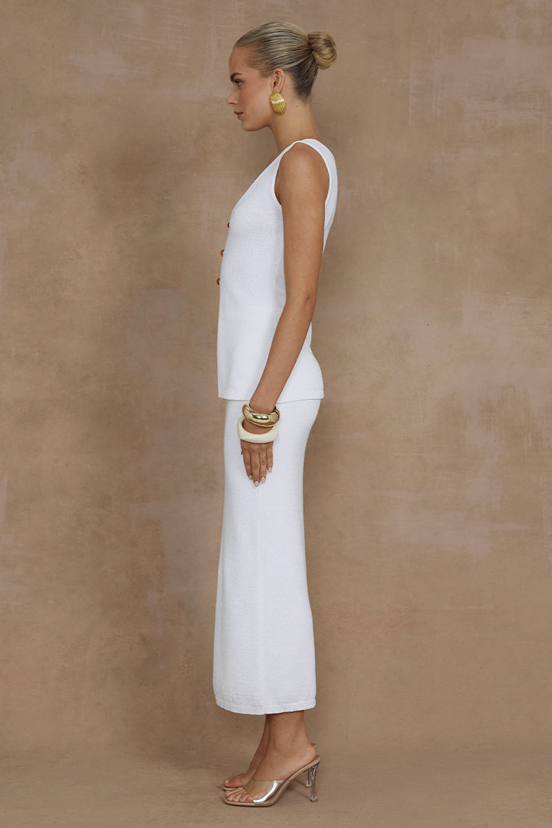 Nadine Midi Skirt - White - SHOPJAUS - JAUS