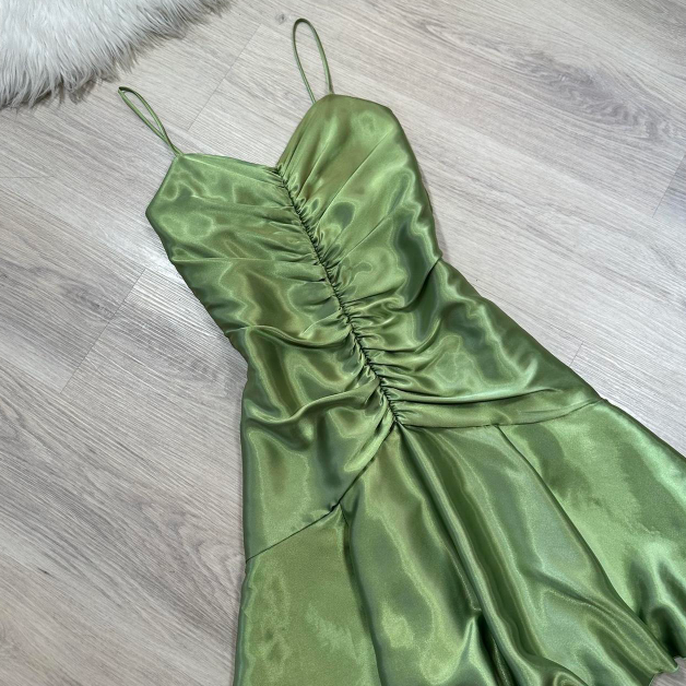 Vintage Sheath Green Hoco Dresses Satin Spaghetti Strap Short Prom Dresses