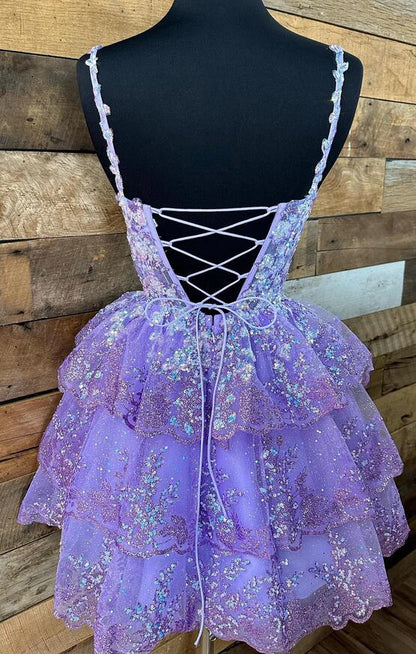 Baby Blue Lace Homecoming Dresses Mini Birthday Party Dress, AST1335