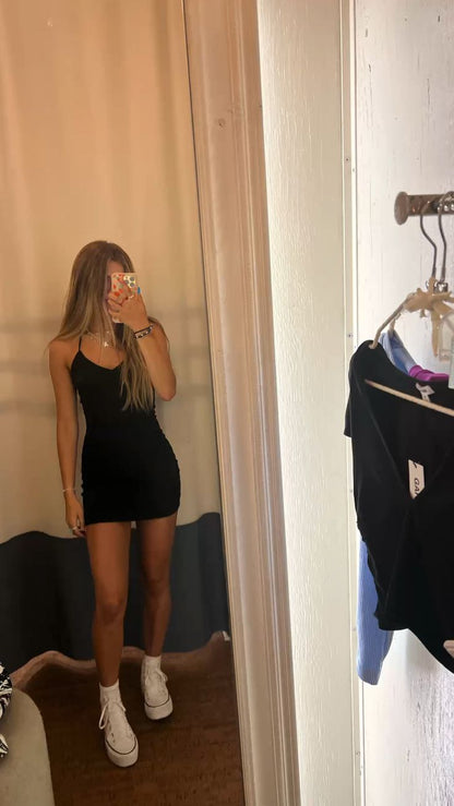 Black Homecoming Dresses Straps Bodycon Mini Cocktail Dress