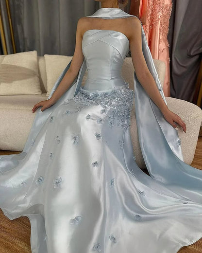 Blush Pink Floral Mermaid Satin Prom Dresses Long Party Dress,AST2158