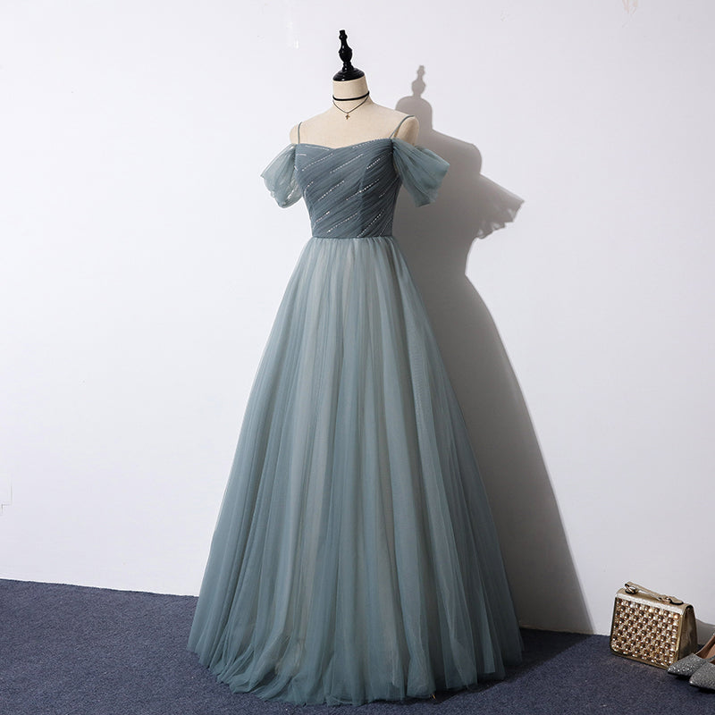 Elegant Tulle A-Line Long Prom Dress - Sweetheart Evening Gown