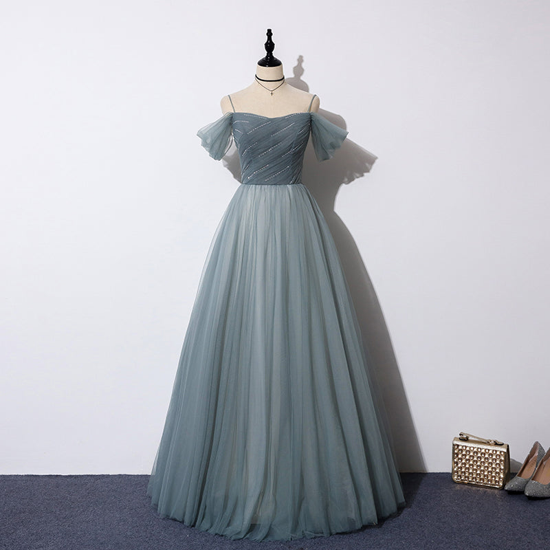 Elegant Tulle A-Line Long Prom Dress - Sweetheart Evening Gown