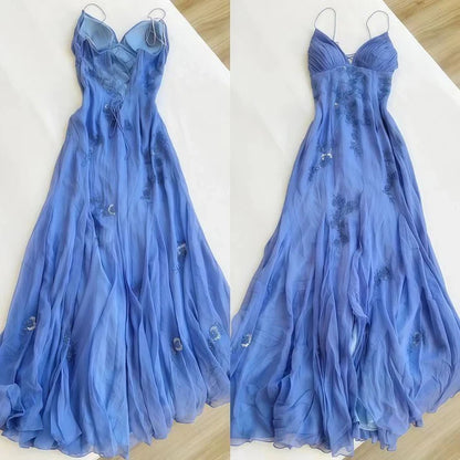 Fashion Mermaid Chiffon Appliques Prom Dresses Lace Up Back Evening Dress,AST2136