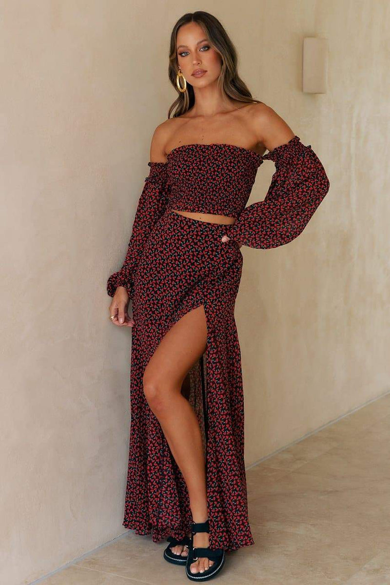 Lizbeth Maxi Skirt - Black Floral - SHOPJAUS - JAUS