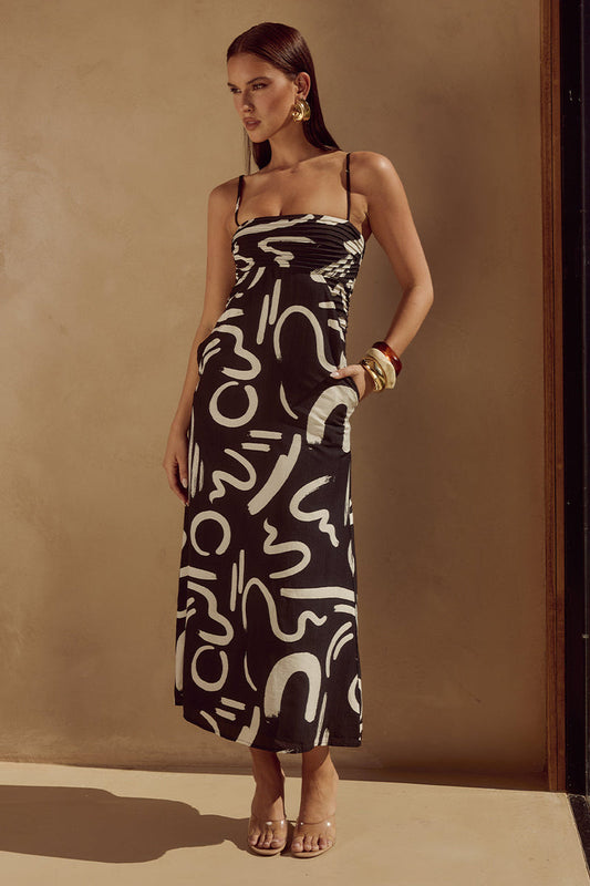 Ineze Midi Dress - York Black - SHOPJAUS - JAUS