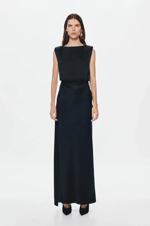 Misha Rocky Satin Dress - Black