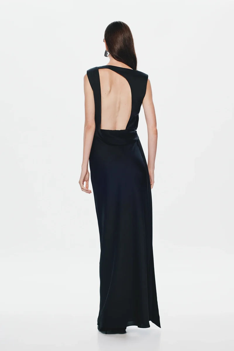 Misha Rocky Satin Dress - Black