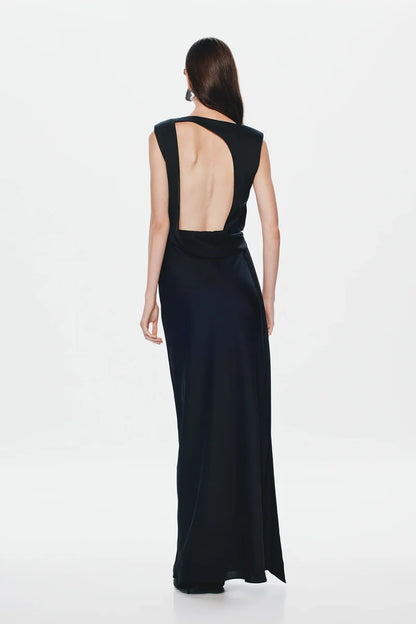 Misha Rocky Satin Dress - Black