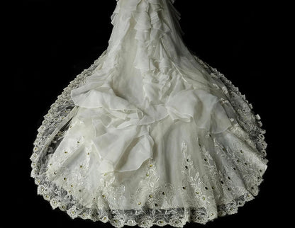 Modest A-line Long Wedding Dress Chiffon Beaded Sweetheart White Bridal Gowns Sleeveless Bridal Dress ED06633