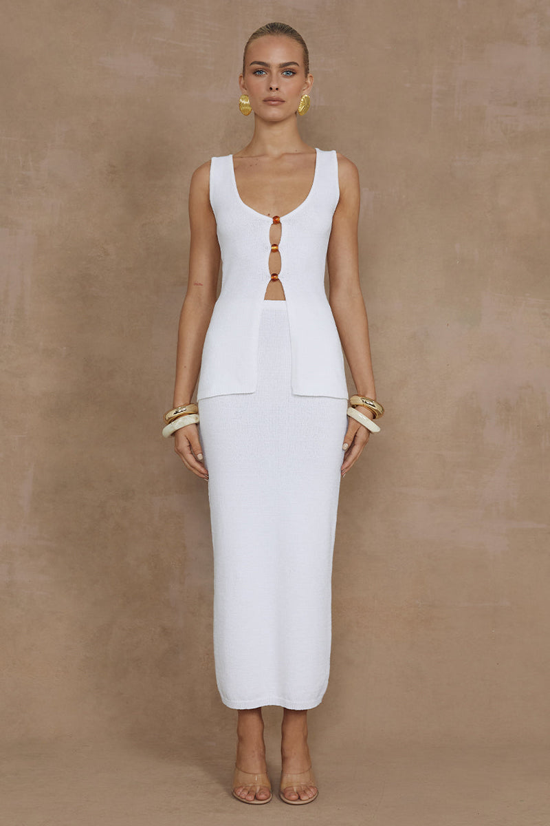 Nadine Midi Skirt - White - SHOPJAUS - JAUS