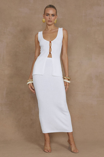 Nadine Midi Skirt - White - SHOPJAUS - JAUS
