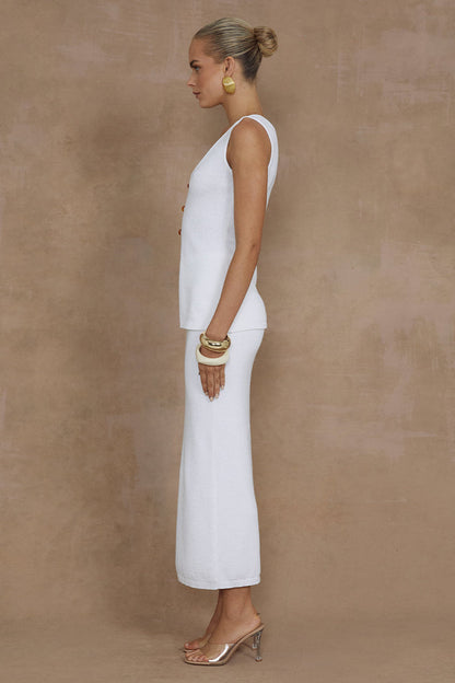 Nadine Midi Skirt - White - SHOPJAUS - JAUS