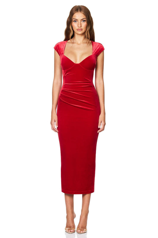 Nookie Mystery Midi Dress - Red - SHOPJAUS - JAUS