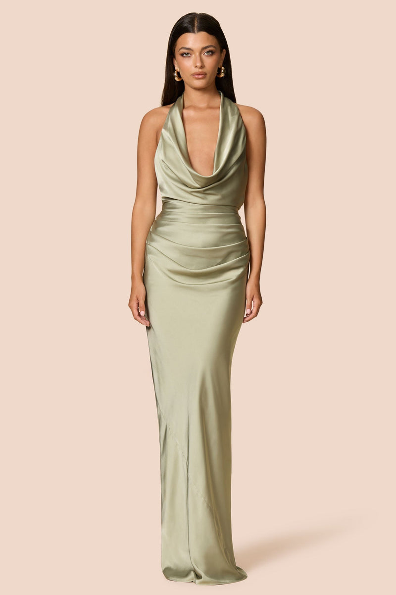 Nookie Penelope Drape Gown - Thyme