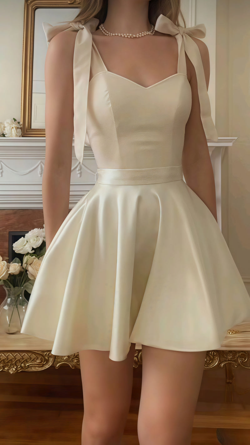 Off White A-Line Homecoming Dress, Mini Party Dress,AST1790
