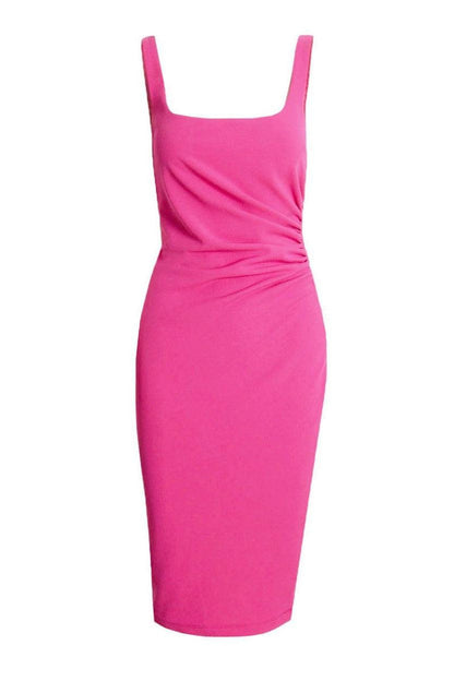 Rae Side-Gathered Dress - Pink - JAUS