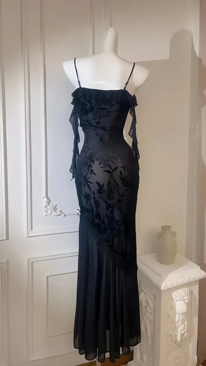 Spaghetti Straps Black Lace Bodycon Party Dresses,AST2125