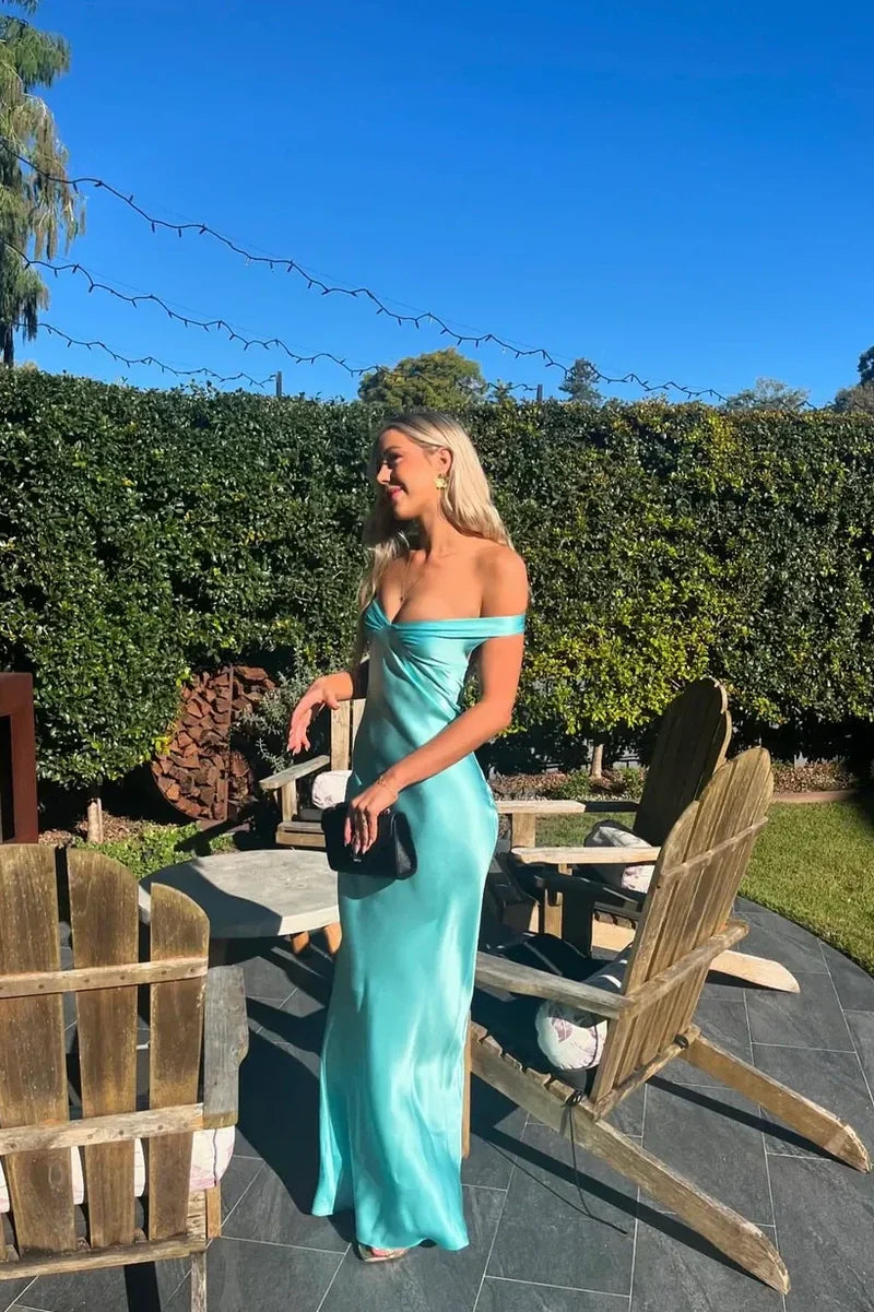 Stylish Mermaid Off the Shoulder Yellow Long Party Dress with Open Back