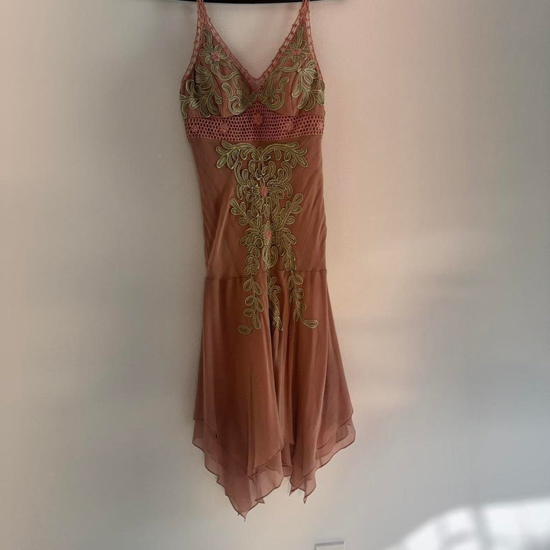 Vintage Spaghetti Strap Sheath Short Prom Dresses Chiffon Applique Homecoming Dresses Dusty Pink Formal Dresses