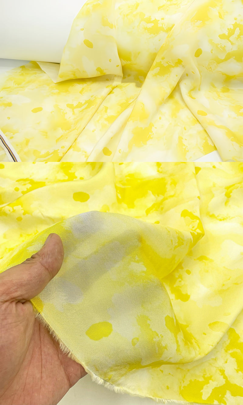 Yellow Floral Print Long Prom Dresses, Tie Dye Flax Evening Party Gown, AST1585